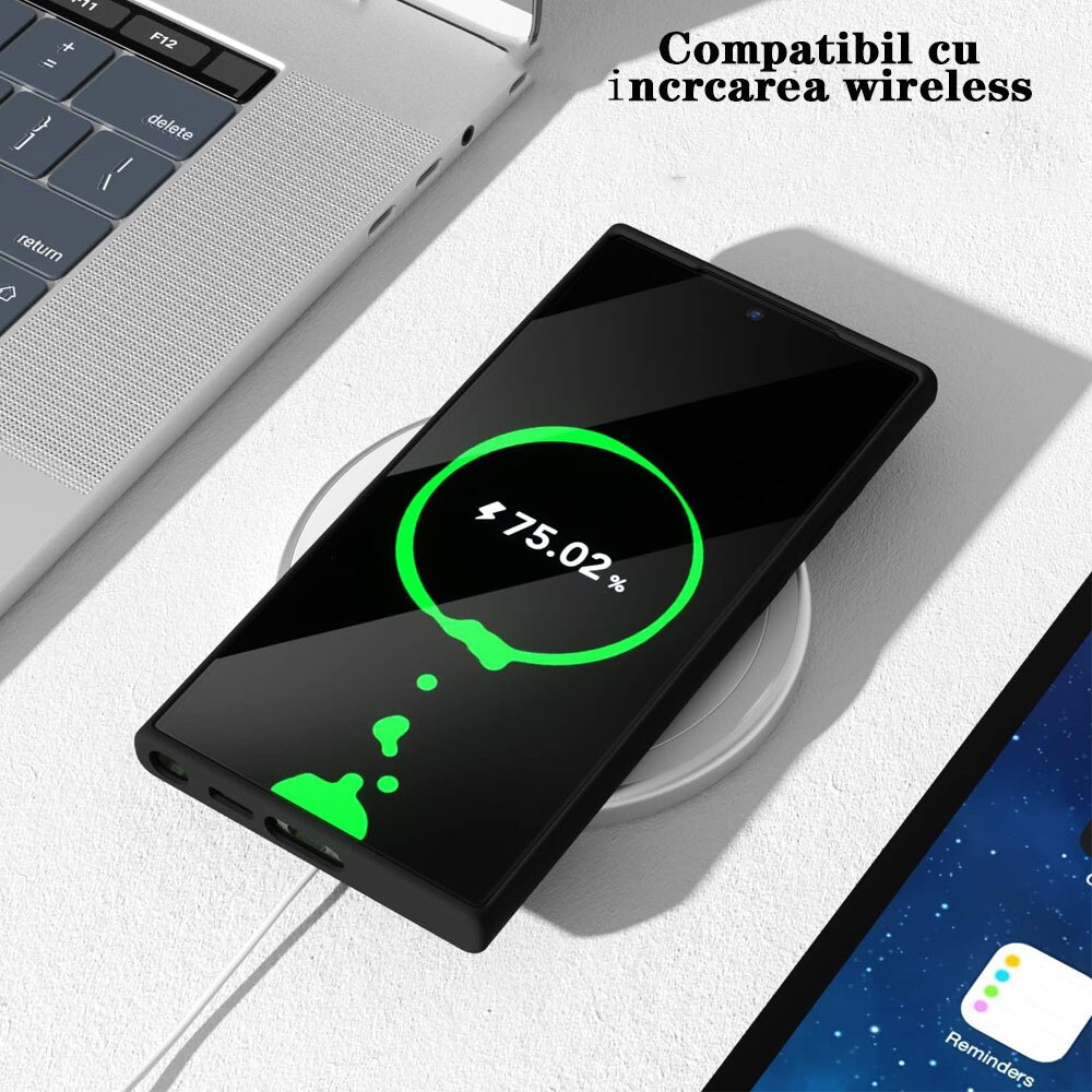 Husa de protectie, Samsung Galaxy S24, silicon, negru, protectie completa, incarcare wireless