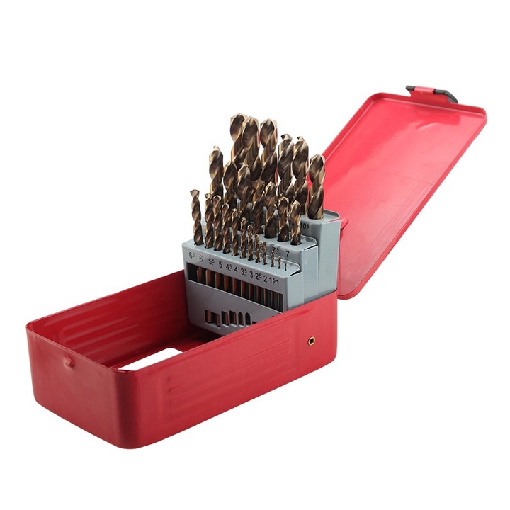 Комплект от 25 спирални свредла, Autocise, бързорежеща стомана, 1-13 mm, за метал, дърво, пластмаса, с кутия за съхранение, злато