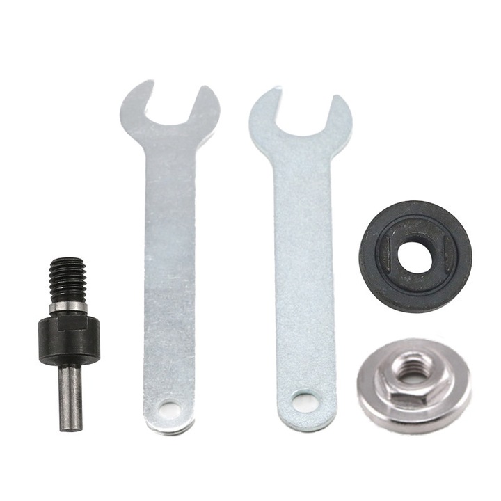 5 részes fúró adapter készlet, Autocise, rúddal és kis kulccsal, tárcsák vágásához és polírozó habokhoz, 10 mm, ezüst