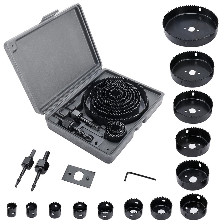 Set de feronerie pentru gaurit Autocise, 13 dimensiuni, rezistent la uzura, 19x127mm, gri