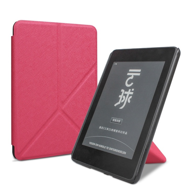 Калъф за Kindle Paperwhite 2021 11th Generation и Kindle Paperwhite Signature Edition, сгъваема стойка, автоматично активиране, 178x130x13mm, розово червен
