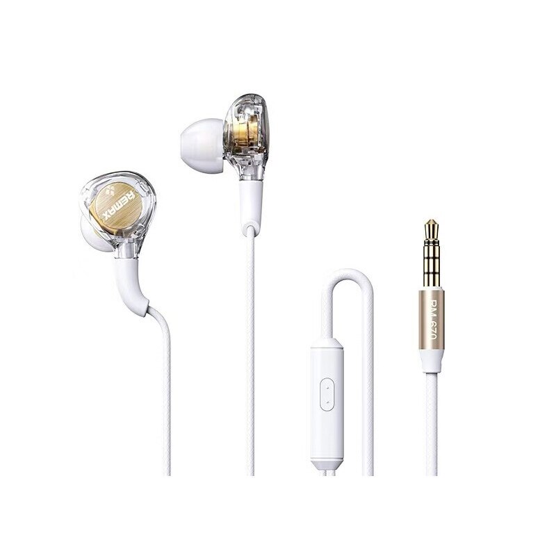Casti cu fir, 12mm, sunet puternic, design ergonomic, alb
