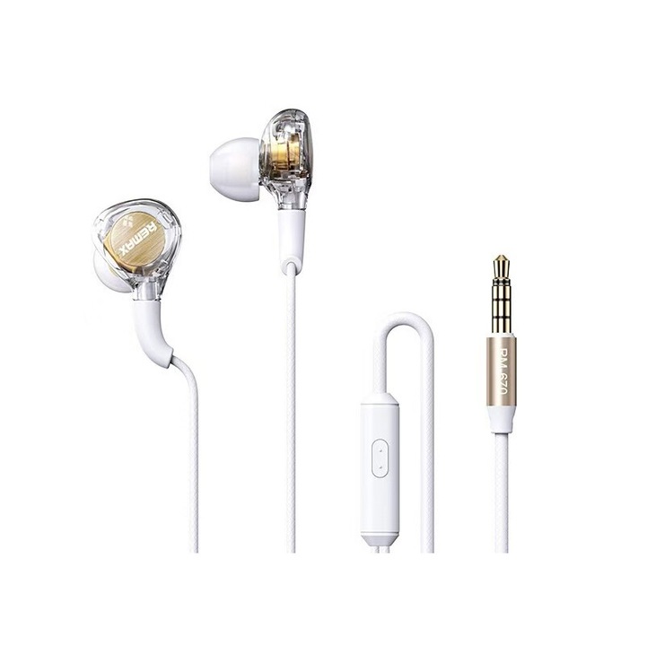 Casti cu fir, 12mm, sunet puternic, design ergonomic, alb