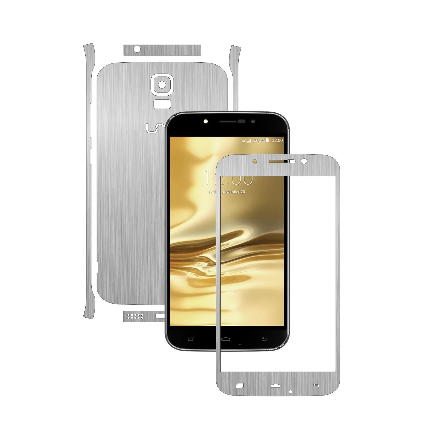 Folie de protectie Carbon Skinz, Husa de tip Skin Adeziv pentru Carcasa, Brushed Argintiu dedicata Umi Rome, Rome X