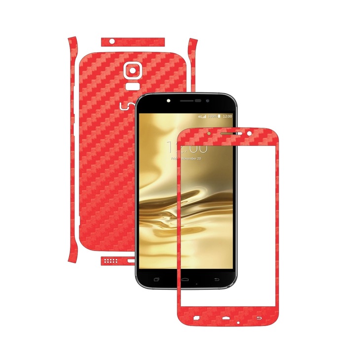 Защитен филм Carbon Skinz, Adhesive Skin Cover for Case, Red Carbon, посветен на Umi Rome, Rome X