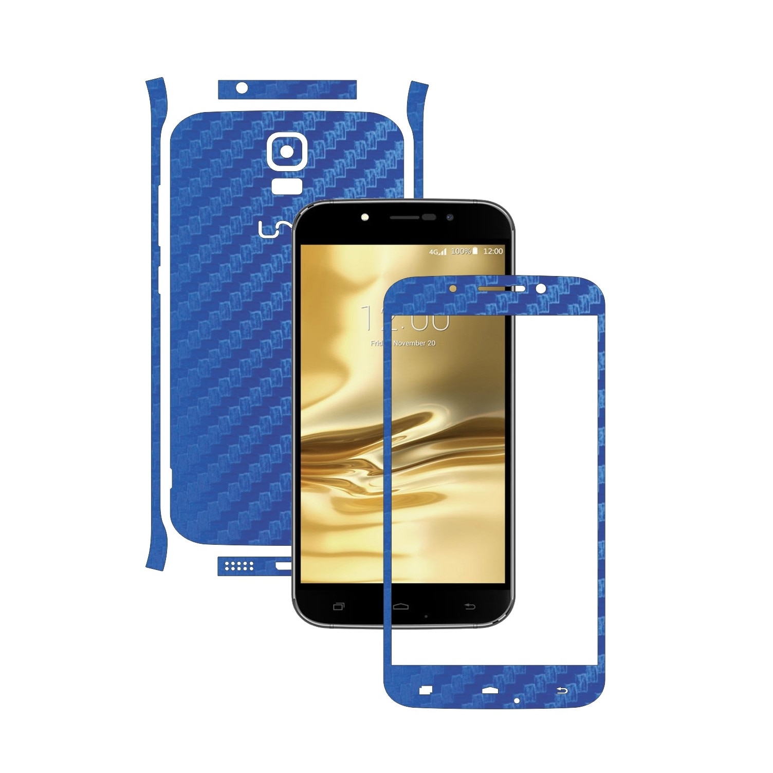 Folie de protectie Carbon Skinz, Husa de tip Skin Adeziv pentru Carcasa, Carbon Albastru dedicata Umi Rome, Rome X
