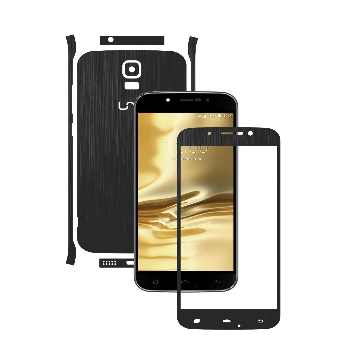 Folie de protectie Carbon Skinz, Husa de tip Skin Adeziv pentru Carcasa, Brushed Negru dedicata Umi Rome, Rome X