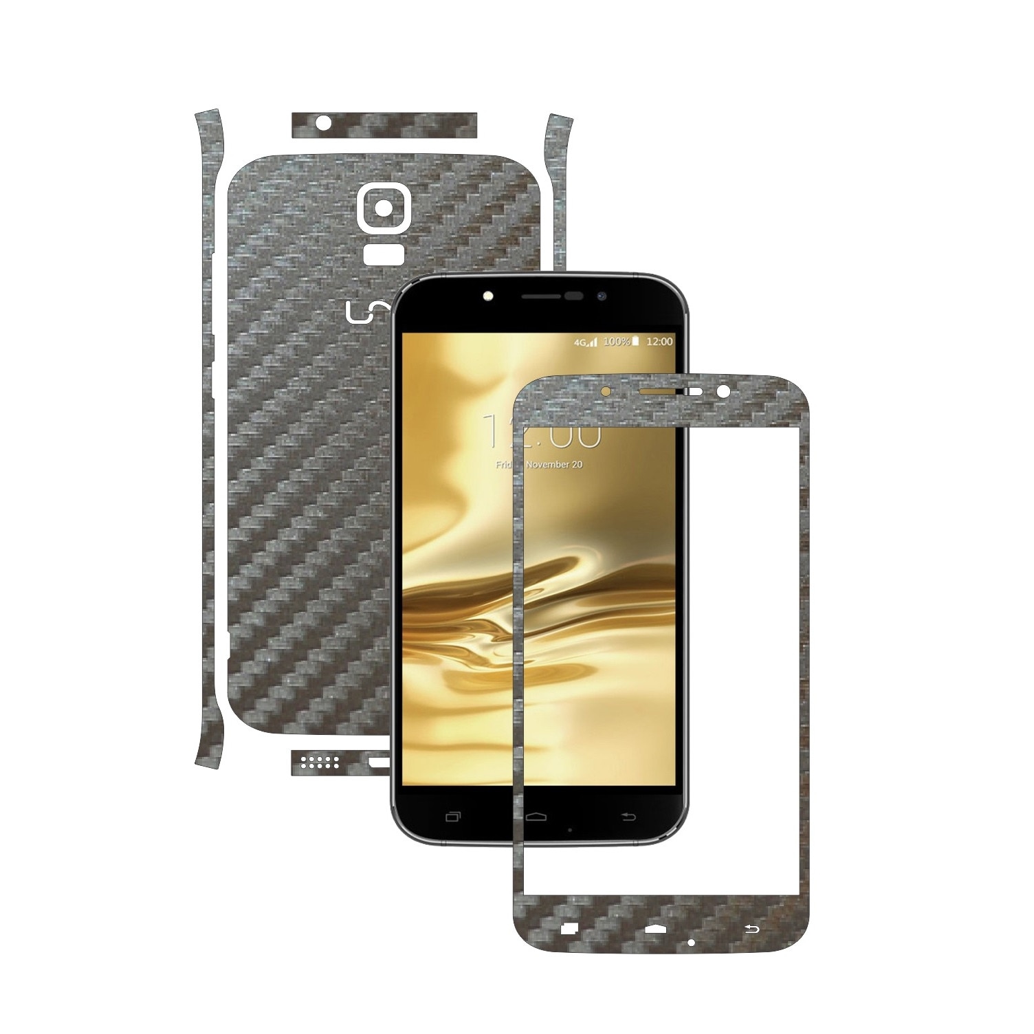 Folie de protectie Carbon Skinz, Husa de tip Skin Adeziv pentru Carcasa, Carbon Gri Argintiu dedicata Umi Rome, Rome X