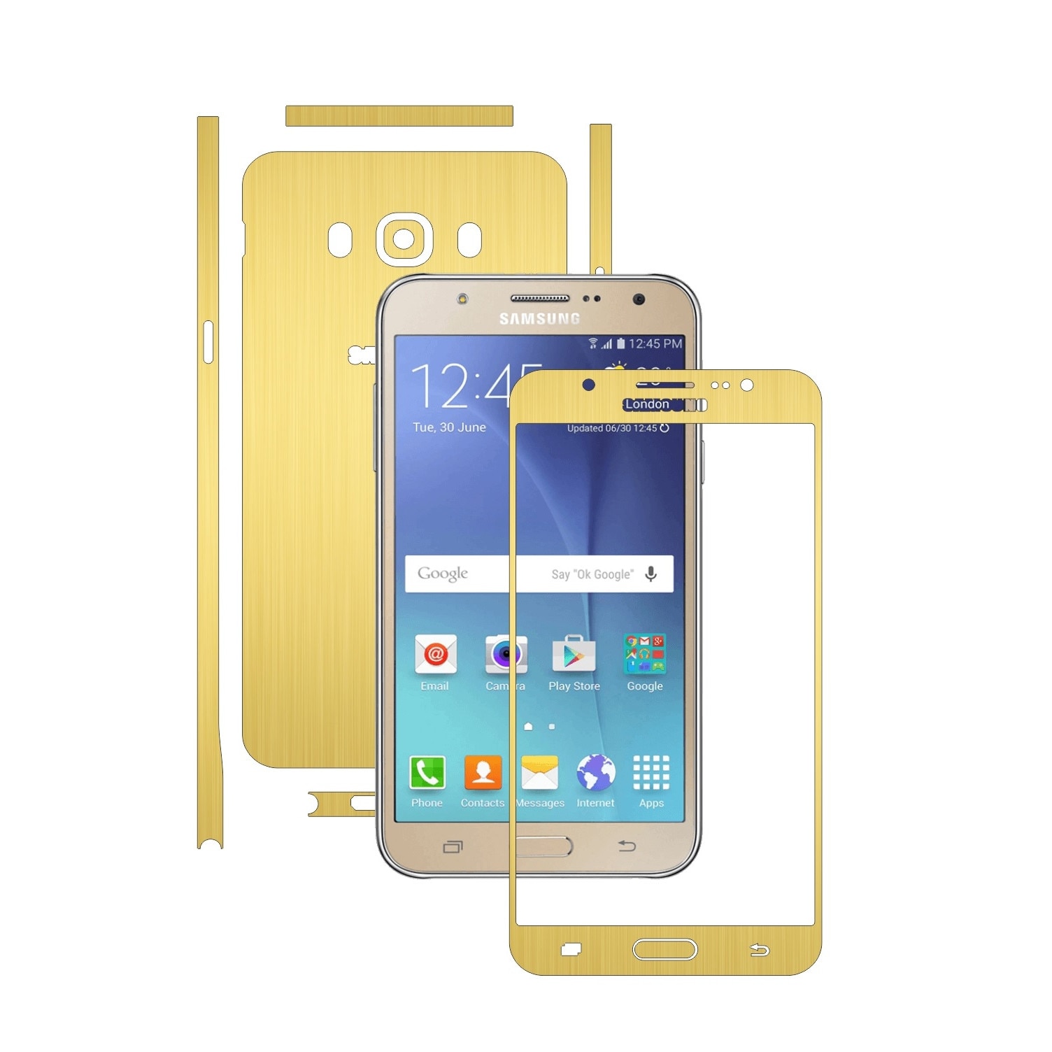 Folie de protectie Carbon Skinz, Husa de tip Skin Adeziv pentru Carcasa, Brushed Auriu dedicata Samsung Galaxy J7 2016