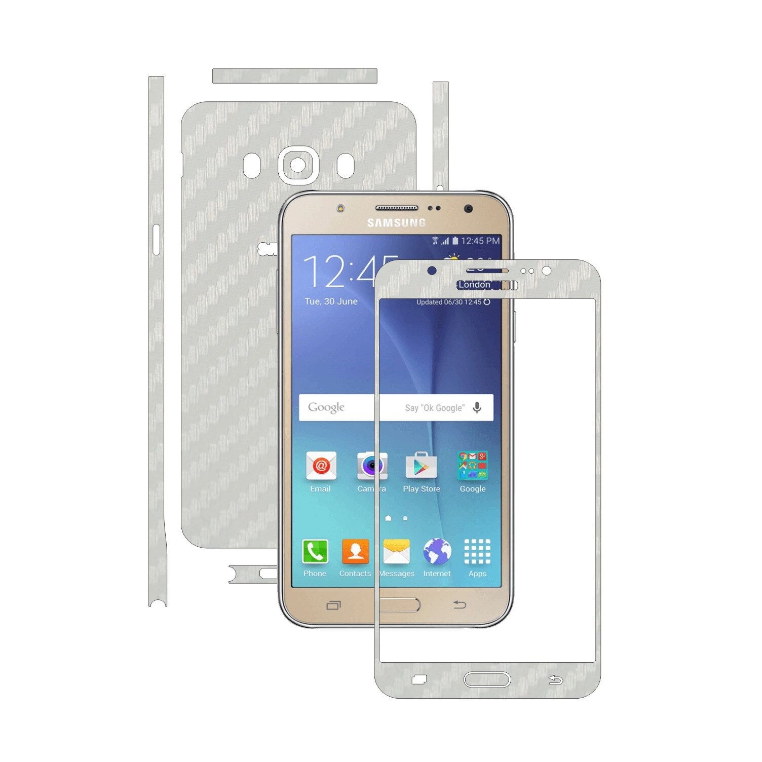 Folie de protectie Carbon Skinz, Husa de tip Skin Adeziv pentru Carcasa, Carbon Alb dedicata Samsung Galaxy J7 2016