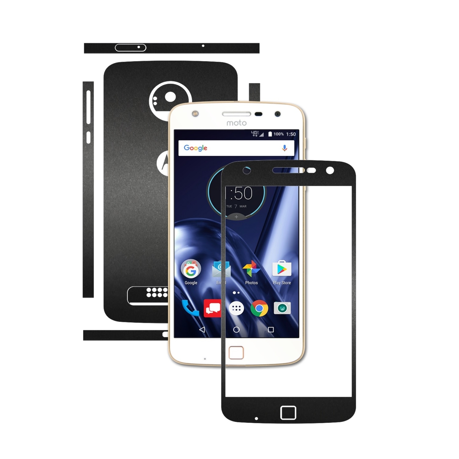 Folie de protectie Carbon Skinz, Husa de tip Skin Adeziv pentru Carcasa, Negru Mat dedicata Motorola Moto Z Play