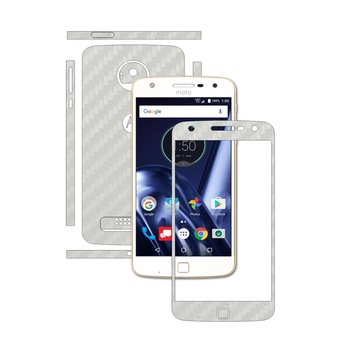 Folie de protectie Carbon Skinz, Husa de tip Skin Adeziv pentru Carcasa, Carbon Alb dedicata Motorola Moto Z Play Folie de protectie Carbon Skinz, Husa de tip Skin Adeziv pentru Carcasa, Carbon Alb dedicata Motorola Moto Z Play