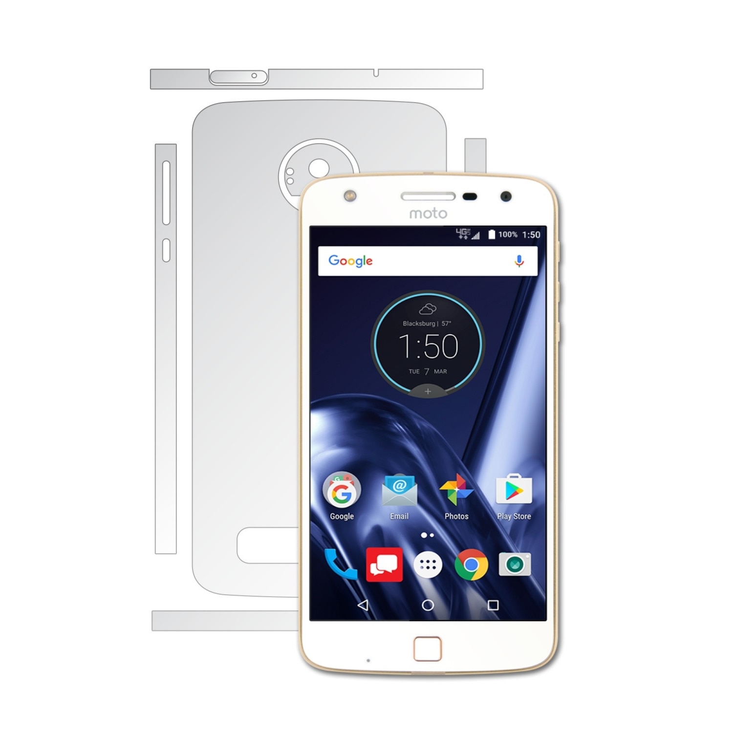Folie Protectie Invisible Skinz Ultra-Clear AutoRegeneranta, Husa Transparenta de tip Skin Adeziv pentru Carcasa si Laterale, dedicata Motorola Moto Z Play