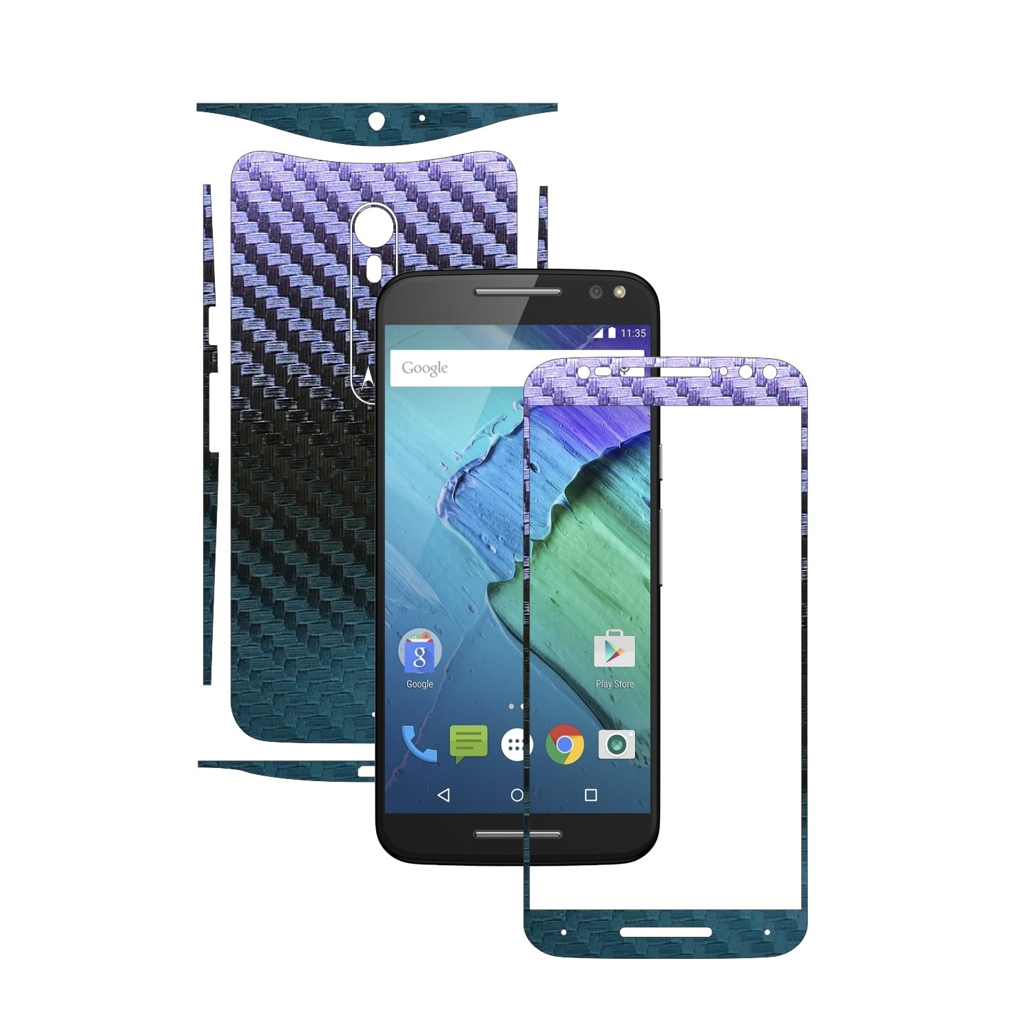 Folie de protectie Carbon Skinz, Husa de tip Skin Adeziv pentru Carcasa, Carbon Cameleon dedicata Motorola Moto X Pure, X Style