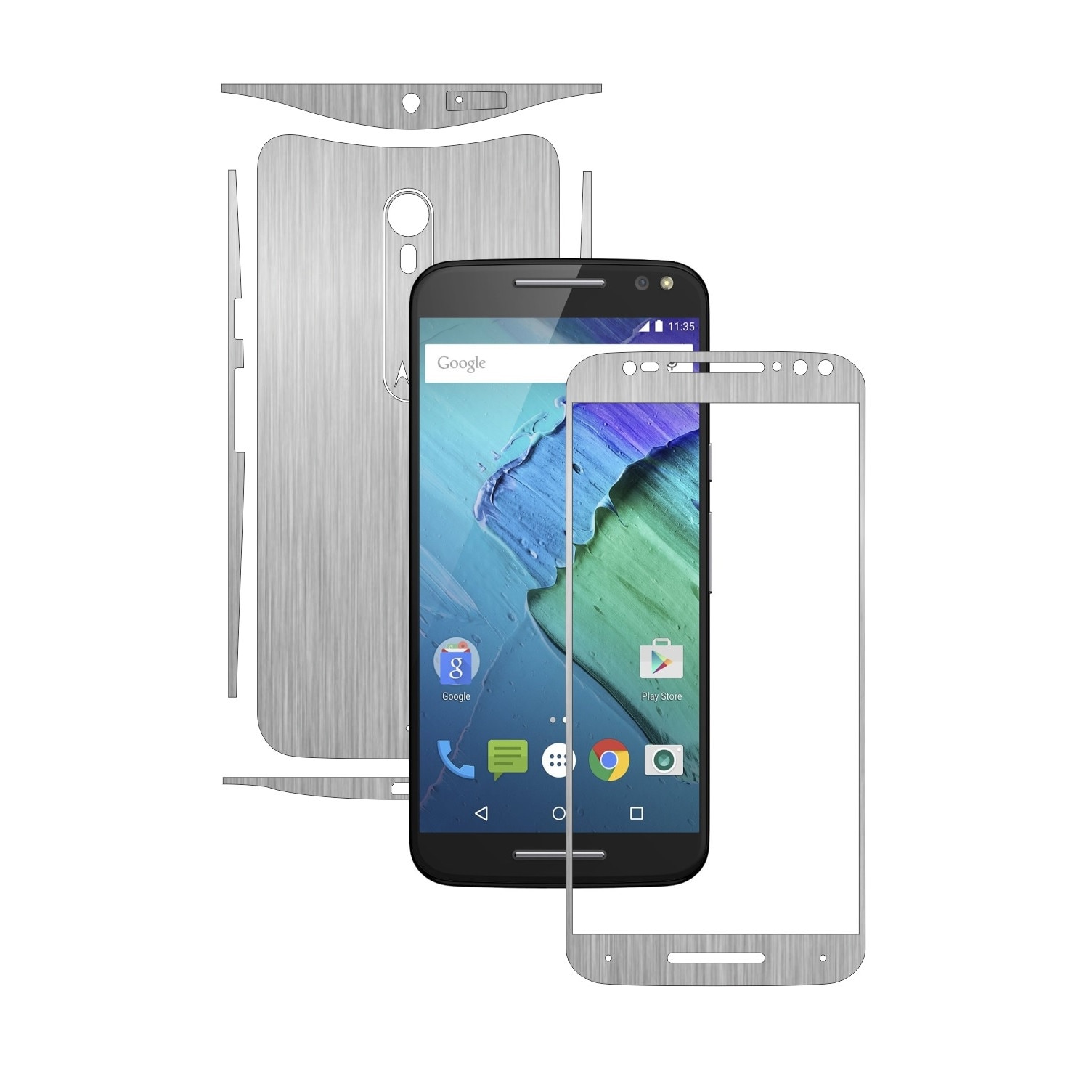 Folie de protectie Carbon Skinz, Husa de tip Skin Adeziv pentru Carcasa, Brushed Argintiu dedicata Motorola Moto X Pure, X Style