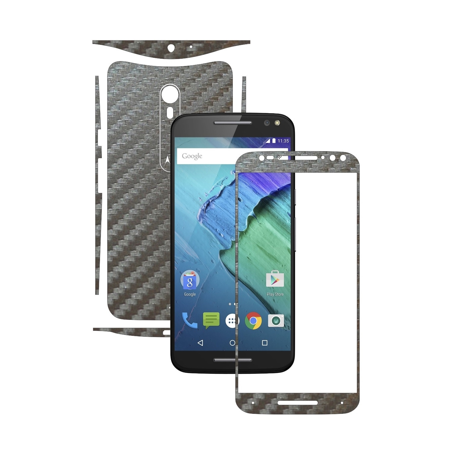 Folie de protectie Carbon Skinz, Husa de tip Skin Adeziv pentru Carcasa, Carbon Gri Argintiu dedicata Motorola Moto X Pure, X Style