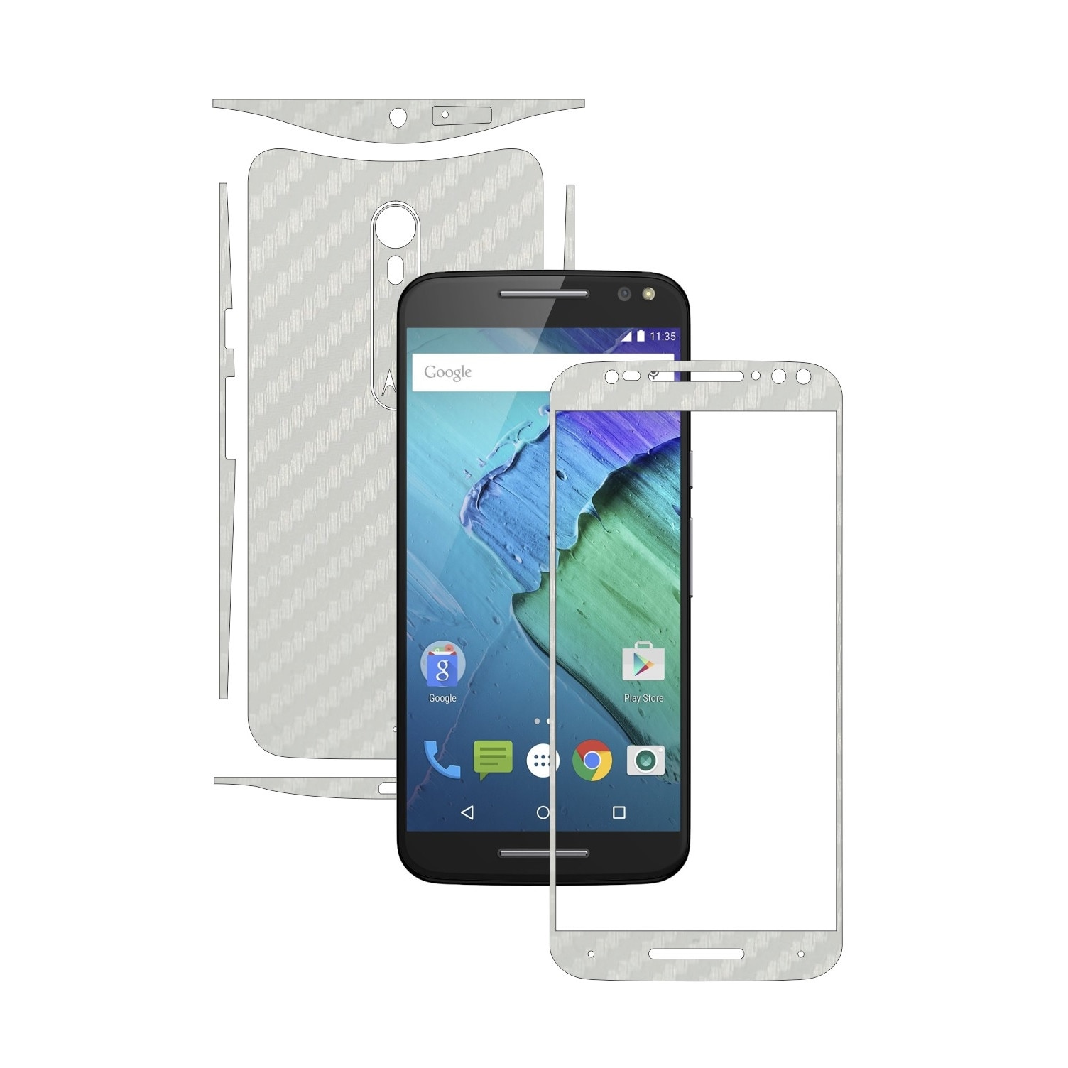 Folie de protectie Carbon Skinz, Husa de tip Skin Adeziv pentru Carcasa, Carbon Alb dedicata Motorola Moto X Pure, X Style