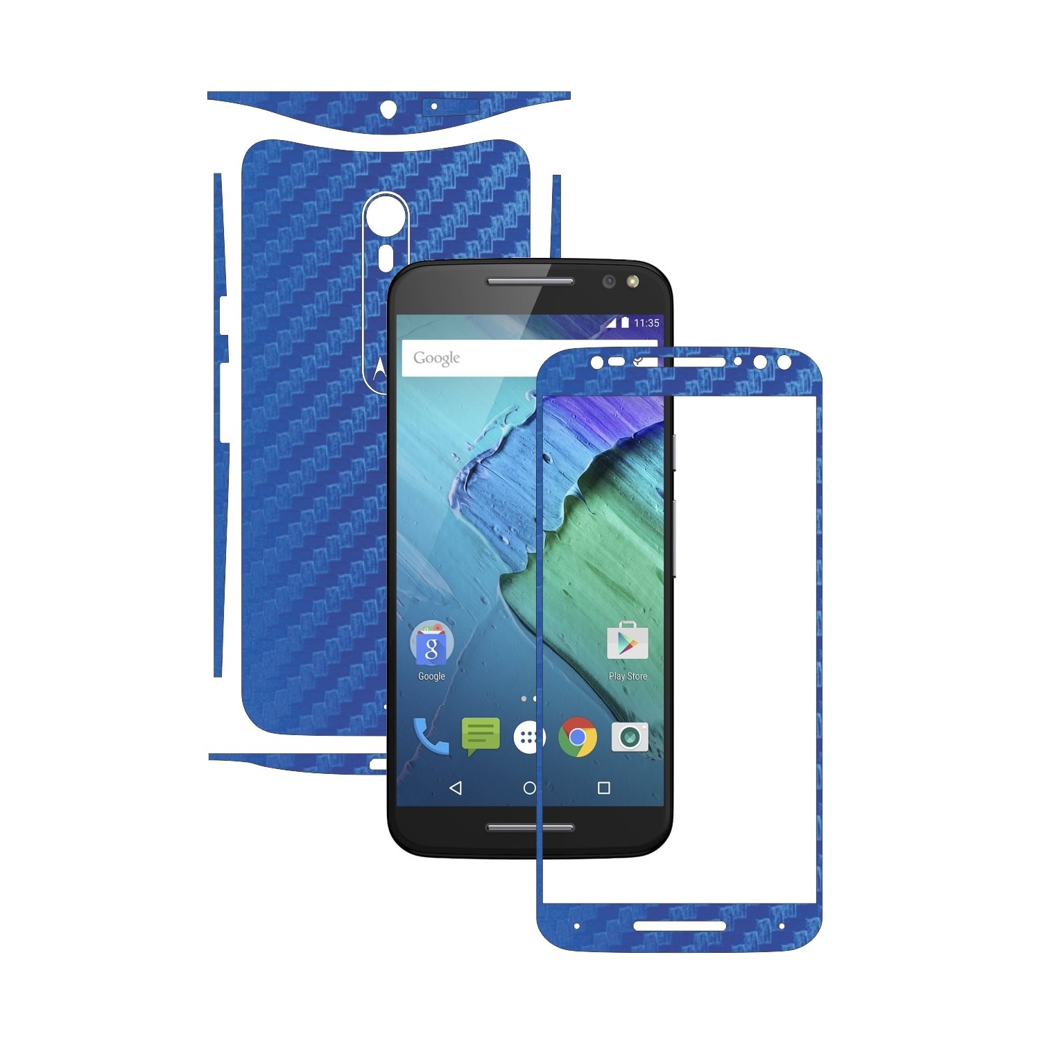 Folie de protectie Carbon Skinz, Husa de tip Skin Adeziv pentru Carcasa, Carbon Albastru dedicata Motorola Moto X Pure, X Style