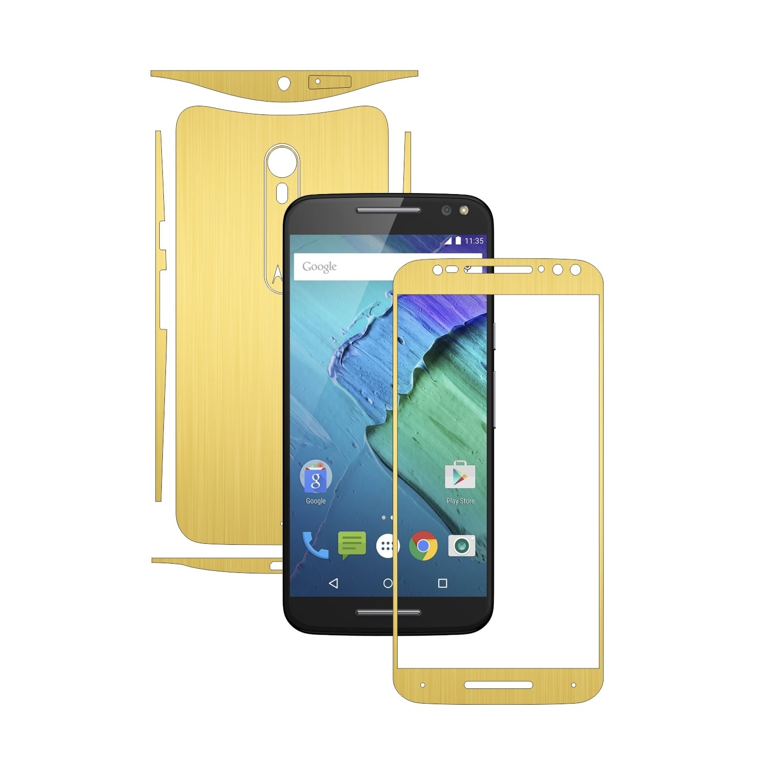 Folie de protectie Carbon Skinz, Husa de tip Skin Adeziv pentru Carcasa, Brushed Auriu dedicata Motorola Moto X Pure, X Style