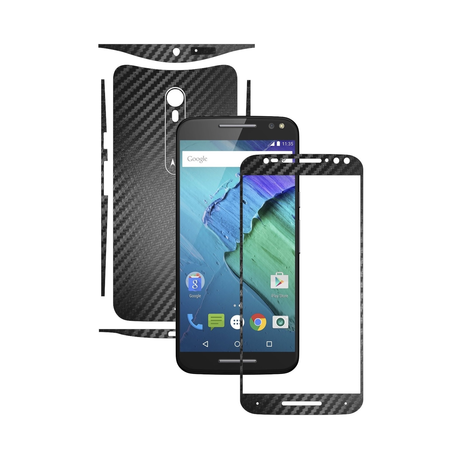 Folie de protectie Carbon Skinz, Husa de tip Skin Adeziv pentru Carcasa, Carbon Negru dedicata Motorola Moto X Pure, X Style