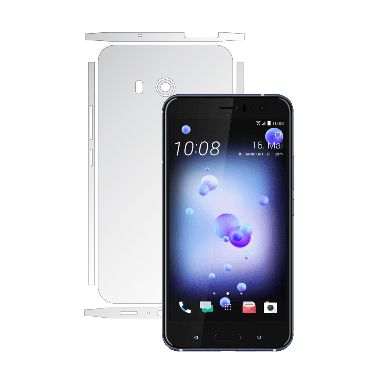 Folie Protectie Invisible Skinz Ultra-Clear AutoRegeneranta, Husa Transparenta de tip Skin Adeziv pentru Carcasa si Laterale, dedicata HTC U11