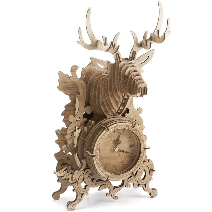 Fudisenn fa puzzle, rénszarvas modell, óra, ökológiai, 30x30cm
