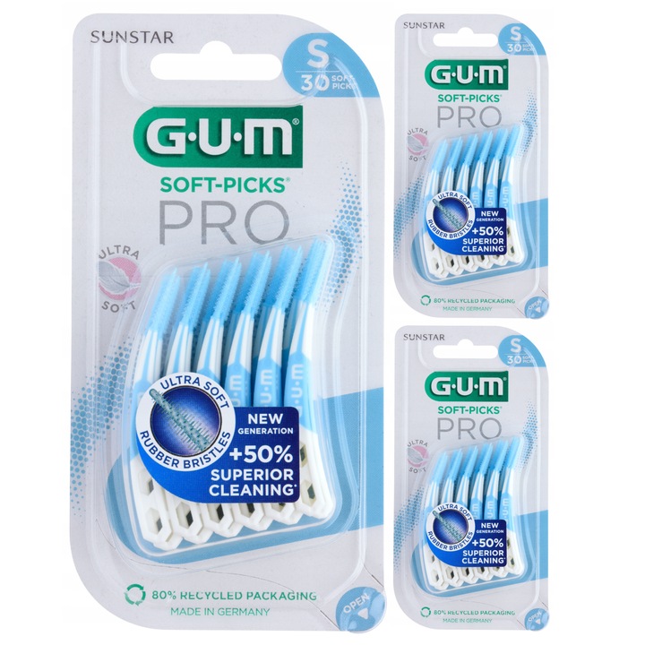 Szett, 3db fogköz kefe GUM SOFT PICKS PRO Mica - 30db