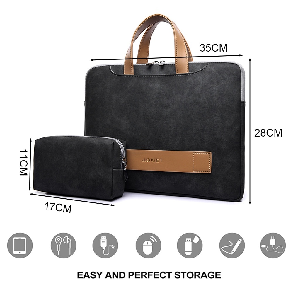 Geanta laptop AMRINUGL, 13.3-14 inch, impermeabila, interior moale, neagra, 35x2.5x28cm