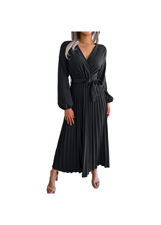 Jormftte ruha, hosszú, fekete, egyszerű, lezser kialakítás, alkalmi eseményekre alkalmas