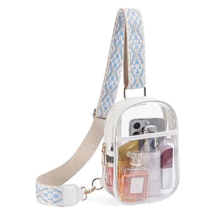 Geanta crossbody transparenta AMRINUGL, transparent, 20x14x5cm, PVC, aprobata pentru evenimente sportive