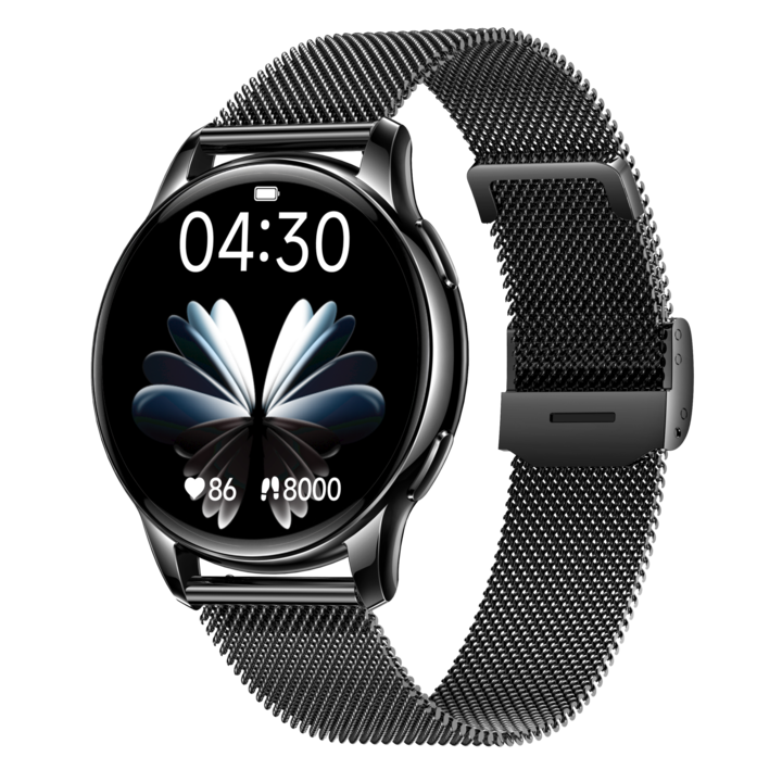 Smartwatch часовник, AMOLED, 1.32" HD екран, смарт, фитнес, спорт, водоустойчив, интелигентна функция за броене на стъпки, унисекс, известия, безжична връзка, Bluetooth 5.3 разговор, HD микрофон, наблюдение на съня, румънски език, FitCloud, черен