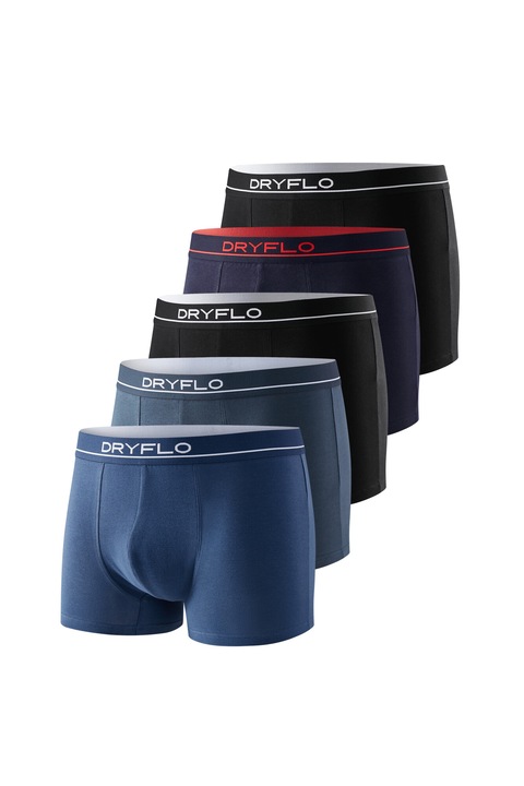 Set 5 perechi Boxeri Barbati, DRYFLO, DP125,2 Negru,1 Bleumarin,1 Albastru prafuit,1 Albastru, XL