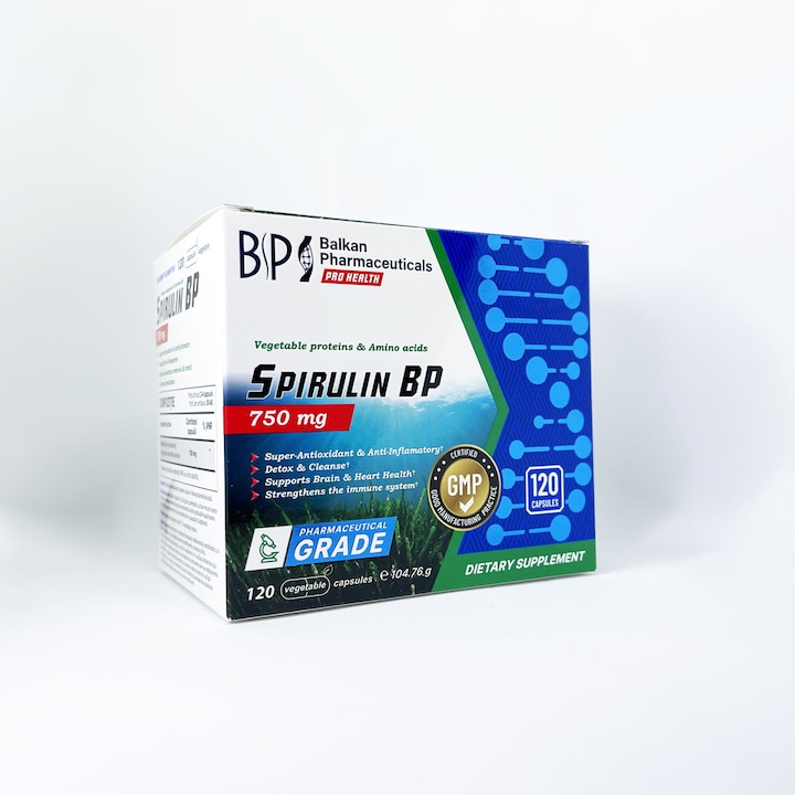 Supliement alimentar Spirulin, Balkan Pharmaceuticals, 120 capsule