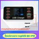 Incarcator inteligent, prima alegere pentru telefoane mobile si tablete, nou afisaj LCD multiport, incarcator rapid USB QC3.0/PD cu 8 porturi, putere mare de 40W, utilizare multifunctionala, mod de incarcare rapida, rapid si convenabil