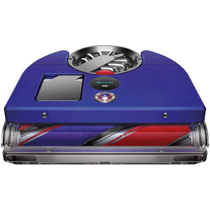 Прахосмукачка робот Dyson 360 Vis Nav 304623-01, 375 W, 26 сензора, 360 градусова система за визуална навигация, 4 режима на засмукване, Четка за почистване с тройно действие, Приложение MyDyson™, Автономност до 65 минути, Син/Никел