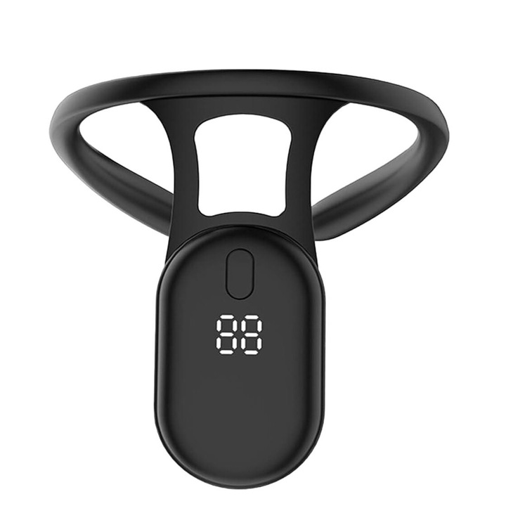 Коректор за стойка, преносим интелигентен коректор за стойка, LED дисплей, изработен от силикон, поддържа гърба, раменете и гръбначния стълб в правилна позиция, предотвратява запушването на лимфата и подобрява кръвообращението, черен