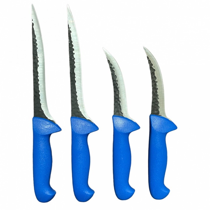 Set 4 Cutite Macelarie, Calitate Germana, Lama Groasa, Maner din Plastic Dur Turnat