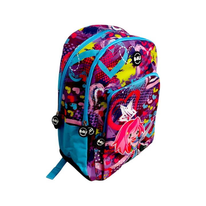 Ghiozdan scoala ergonomic cu trei compartimente, Homio, rezistent la stropi de ploaie, bretele intarite si ajustabile, 44x35x14 cm, multicolor, Rock