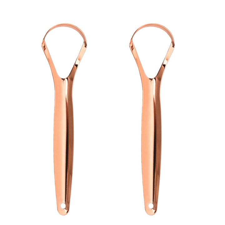 2 db nyelvkaparó készlet, fém, rózsa arany, 3,5 cm x 14,7 cm