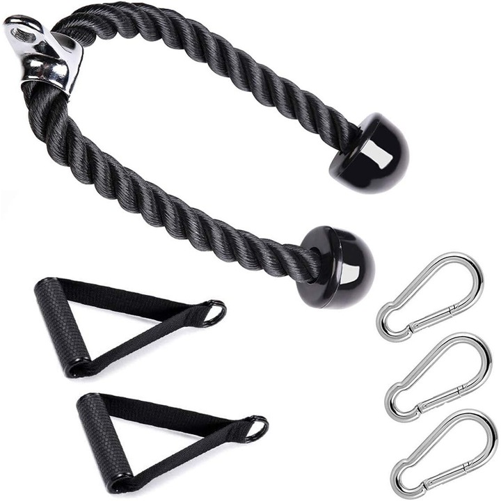 Комплект въжета за трицепс AYCYKD, мултифункционални дръжки, карабинер с кука, висока здравина, тренировка на ръцете
