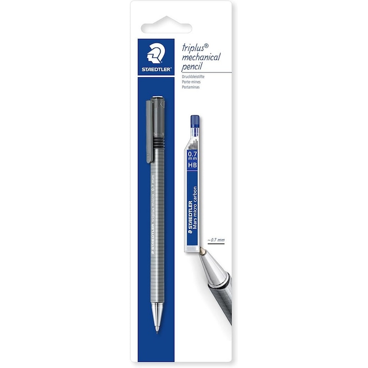 Creion mecanic gri, 0,7 mm cu 1 set rezerva mine, STAEDTLER
