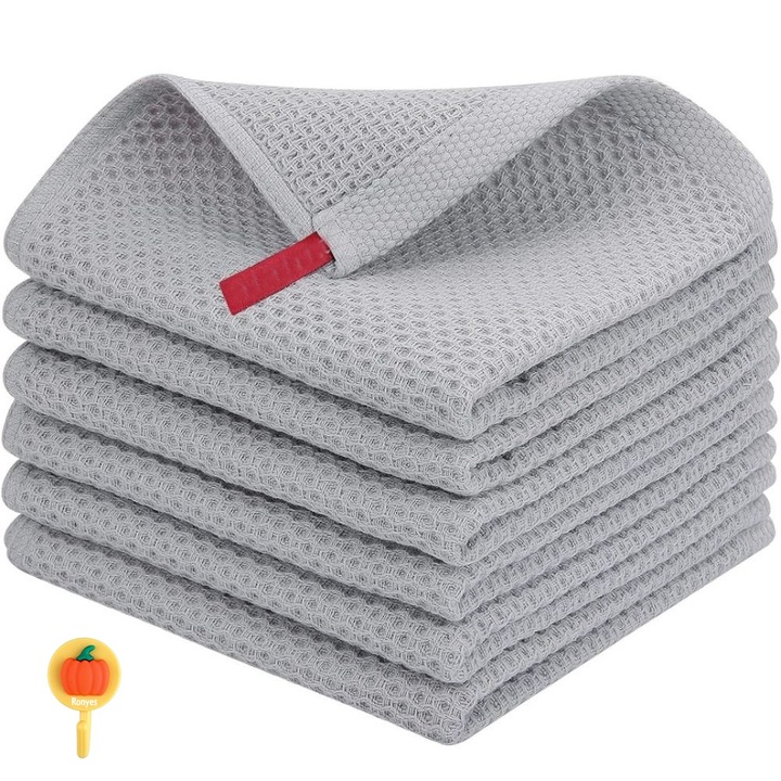 Set 6 lavete de bucatarie Ronyes, Usor de curatat si foarte absorbant, bumbac, 30cmx30cm, gri