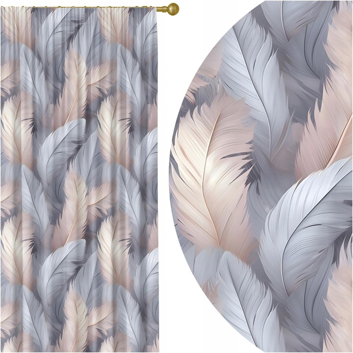 Draperie gata confectionat, HomeView, ZAS339, Rejansa, Poliester, 180g/m2, Simpla, Multicolor, 140x250 cm