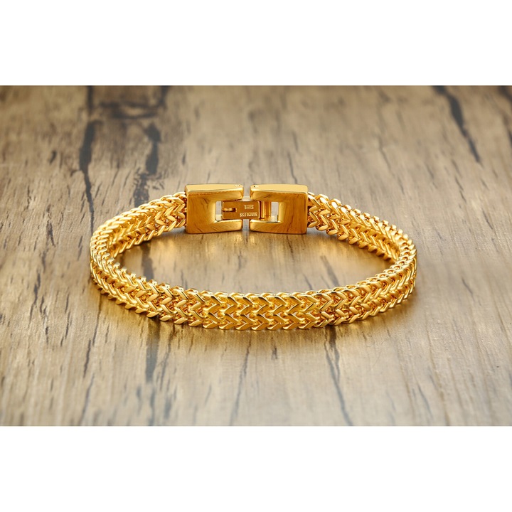 Bratara impletita din inox auriu, BeSpecial, Lungime, Auriu, 19 CM