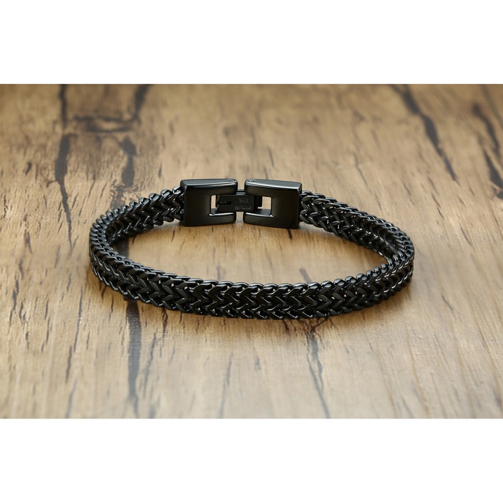 Bratara impletita din inox negru, BeSpecial, BMA15_21, Lungime 21 cm