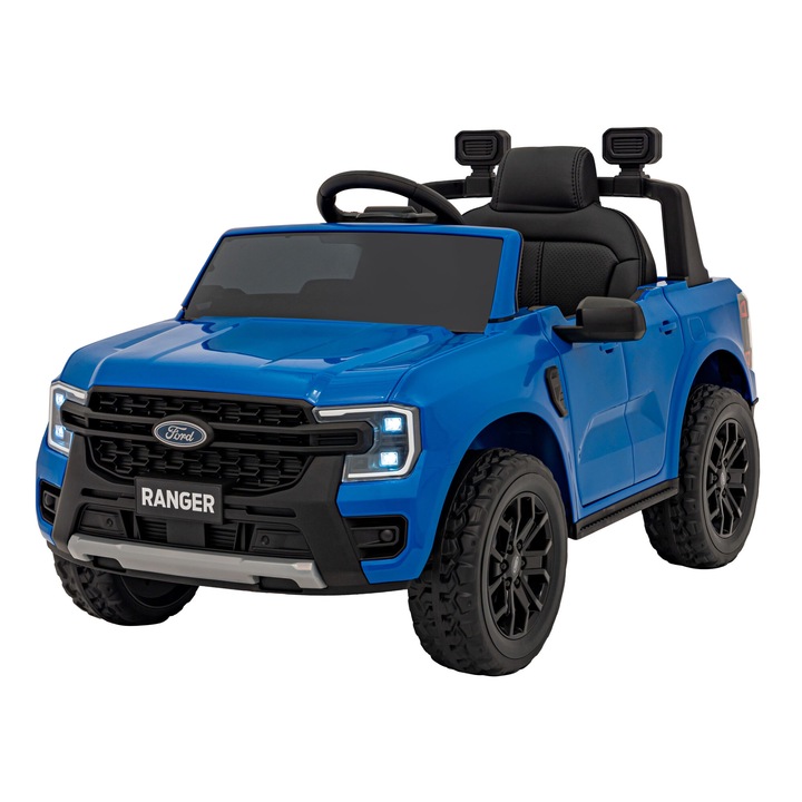 Детска електрическа кола Ford Ranger LIFT Blue 12v, с дистанционно, гумени колела, кожена седалка, 2 мотора