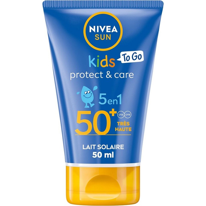 Lapte hidratant SUN PROTECTS UVA, UVB 50 pentru copii, format calatorie 50 ml, NIVEA