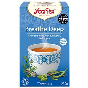 Ceai cu eucalipt, busuioc si cimbru (Respira adanc) ECO 30.6 g (17 pliculete) - Yogi Tea Ceai cu eucalipt, busuioc si cimbru (Respira adanc) ECO 30.6 g (17 pliculete) - Yogi Tea