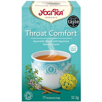 Ceai cu lemn dulce, fenicul si cimbru (Throat Comfort) ECO 32.3 g (17 pliculete) - Yogi Tea Ceai cu lemn dulce, fenicul si cimbru (Throat Comfort) ECO 32.3 g (17 pliculete) - Yogi Tea