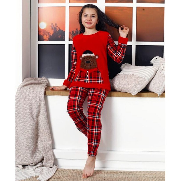 Пижама Cocolino Girls, Червен/Кафяв